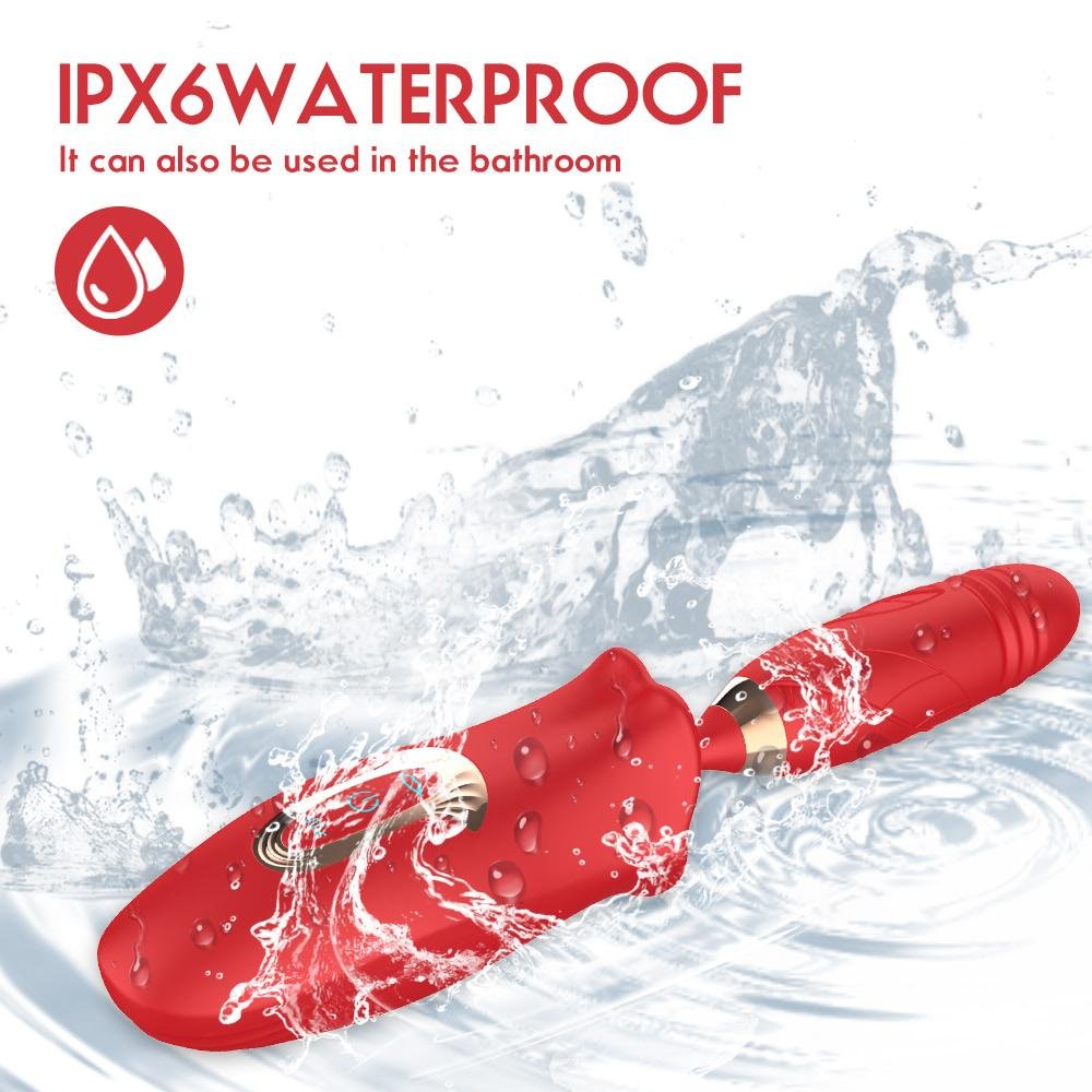 Vibrador de nova estrutura com estimulador em formato de boca,com 10 modos de vai e vem na frente,na parte de boca com sucção e 10 modos de estimulação - OLENA