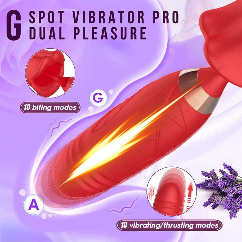 Vibrador de nova estrutura com estimulador em formato de boca,com 10 modos de vai e vem na frente,na parte de boca com sucção e 10 modos de estimulação - OLENA