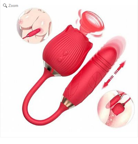Vibrador de Ponto G e Clitóris com Vai e vem - Formato de Rosa - Greebaby