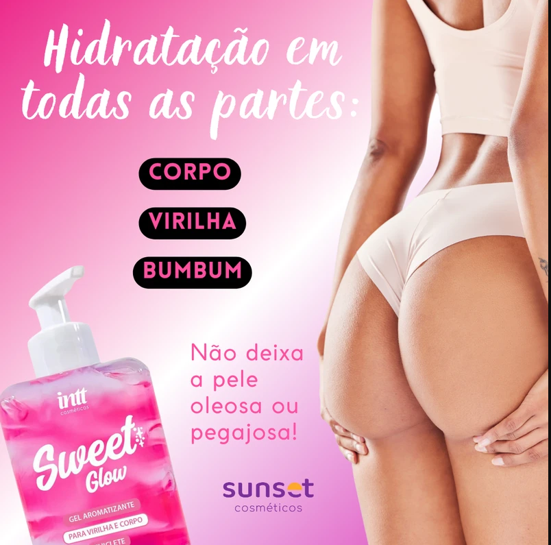 Gel Hidratante Aromatizante Sweet Glow Virilha e Corpo Chiclete Beijável - Intt Cosméticos