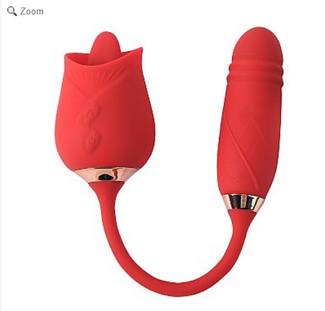  Vibrador de Ponto G e Clitóris com Língua / Vai e vem - Formato de Rosa - Flowery Plus - SI