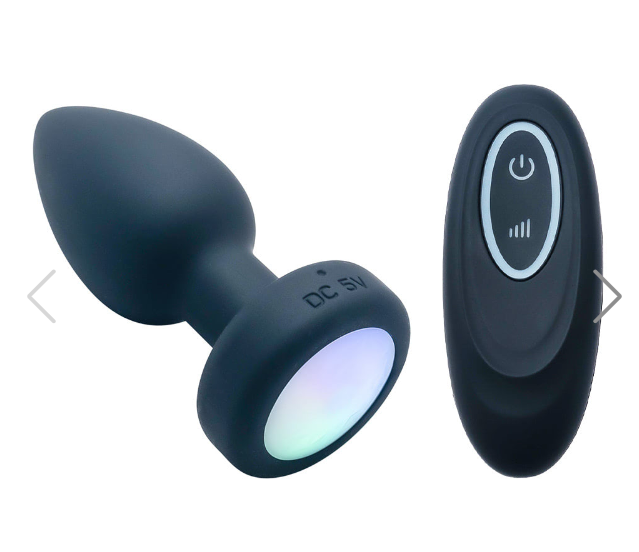 Plug Anal em Silicone com LED,com 10 Modos de Vibração e Controle Remoto sem Fio