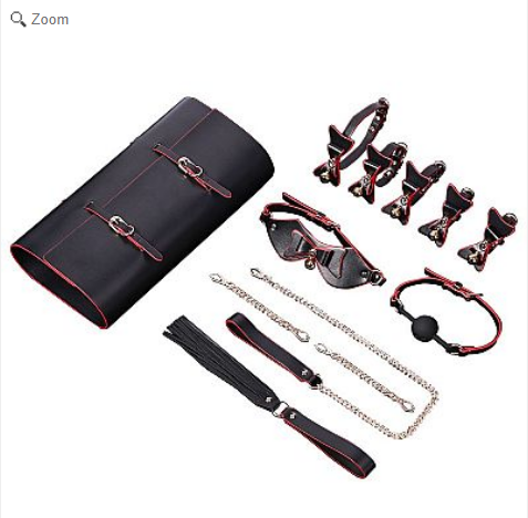  Kit Bondage Algema para Pulso e Pescoço com mordaça de Bola - Luxo - SI